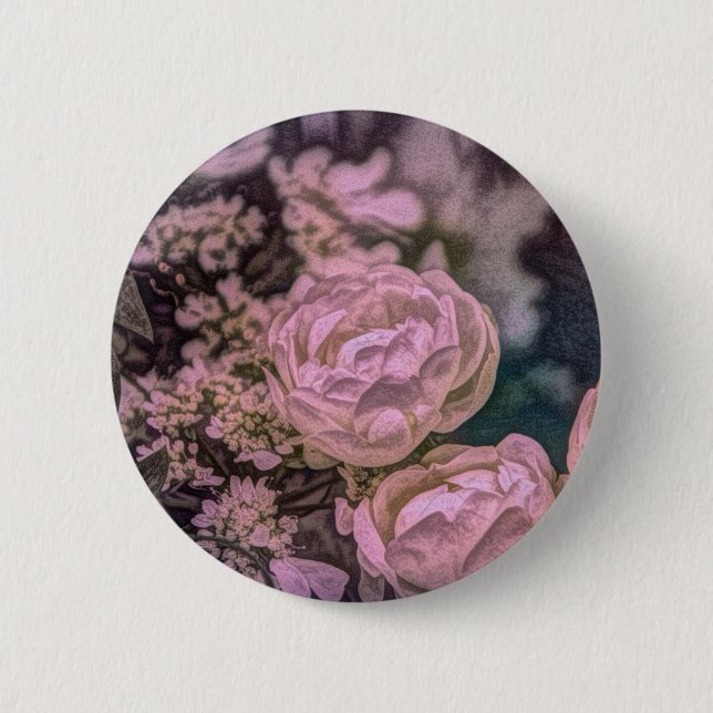 Shabby Chic Viktorianischer Garten Bohemisch rosa  Button (Vorderseite)