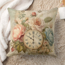 Shabby Chic Vintag Blush Blue Rose Blumenuhr