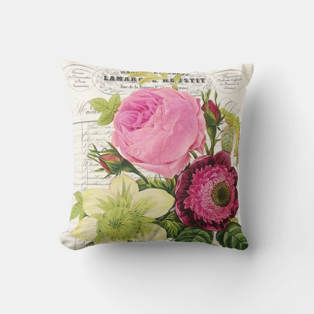 Shabby Chic Vintag botanisch Kissen (Vorderseite)