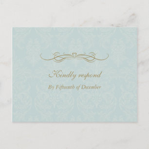 Shabby Chic Vintag Damask Muster Hochzeit RSVP Einladungspostkarte