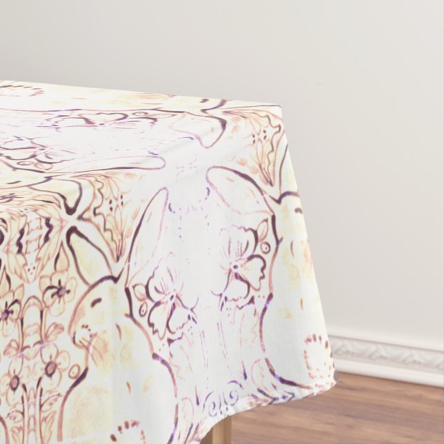 Shabby Chic Vintag Rabbit Tablecloth Ecru Tischdecke (Beispiel)