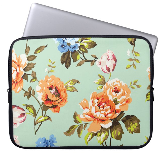 Shabby Chic Vintag Rose Muster Laptopschutzhülle (Vorderseite)