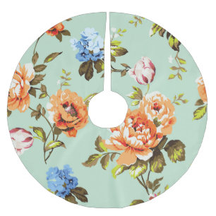 Shabby Chic Vintag Rose Muster Polyester Weihnachtsbaumdecke