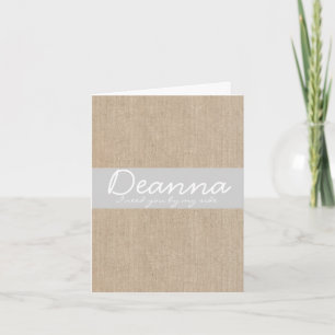 Shabby Chic Vintag Silver Burlap Bridesmaid Card Einladung