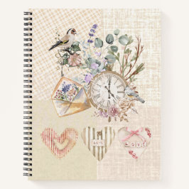 Shabby Chic Vintag Watercolor Erdnähte Textur Notizbuch