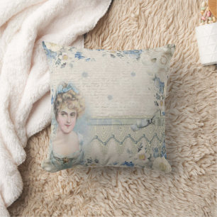 Shabby Chic Vintage Blaues Damenband Kissen