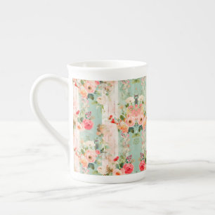 Shabby Chic Vintage Illustration Prozellantasse
