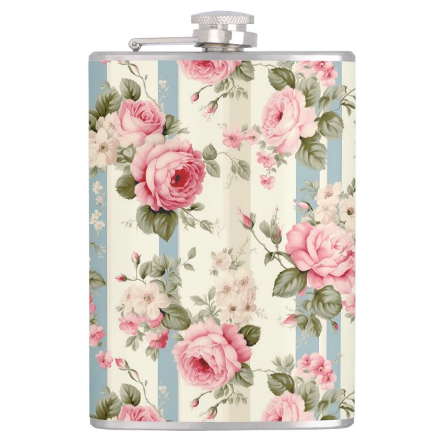 Shabby Chic Vintage Rose Flachmann (Vorderseite)