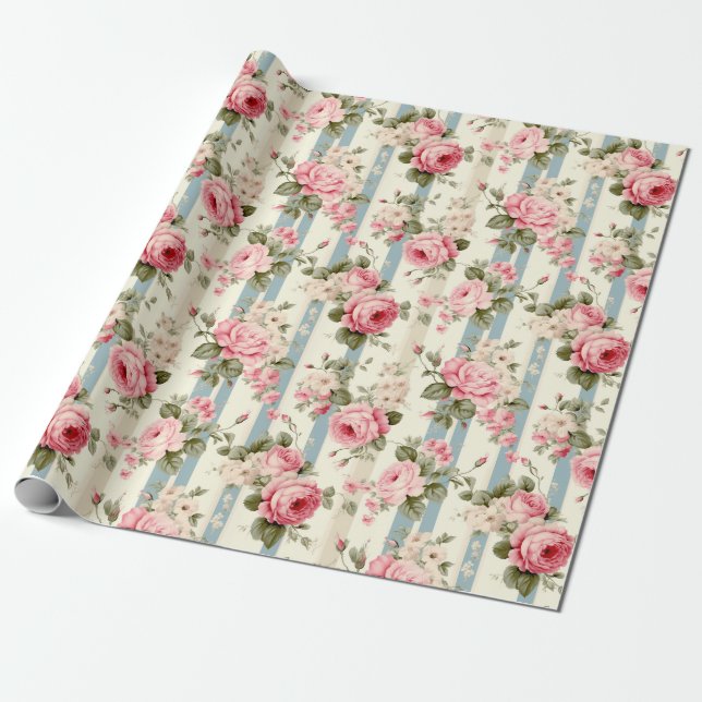 Shabby Chic Vintage Rose Geschenkpapier (Ungerollt)