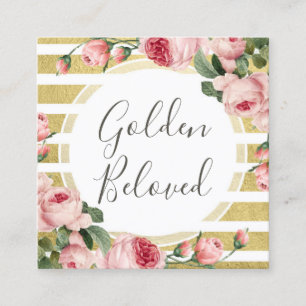 Shabby Chic Vintage Rose Gold Strip Social Media Quadratische Visitenkarte