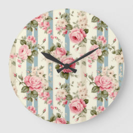 Shabby Chic Vintage Rose Große Wanduhr