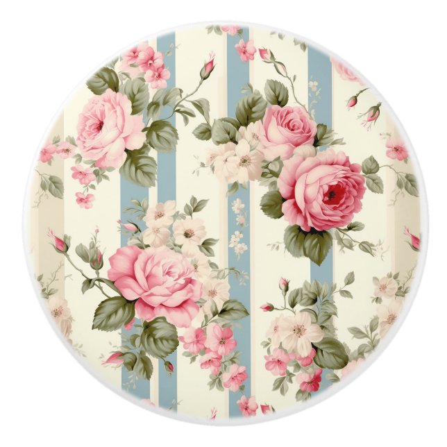 Shabby Chic Vintage Rose Keramikknauf (Vorderseite)