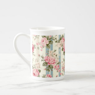Shabby Chic Vintage Rose Prozellantasse