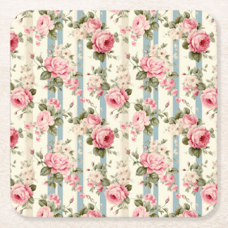 Shabby Chic Vintage Rose Rechteckiger Pappuntersetzer