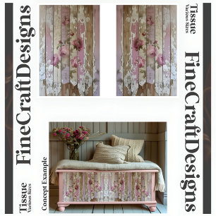 Shabby Chic Vintage Rosen auf Holz A2RL Decoupage Seidenpapier