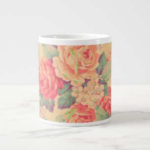 Shabby Chic Vintage-Rosen-Blumenmuster Jumbo-Tasse