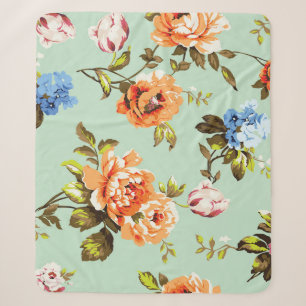 Shabby Chic Vintage-Rosen-Muster Sherpadecke