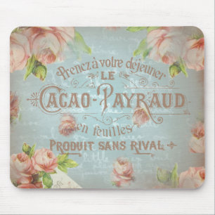 Shabby Chic Vintage Rosen rose blau Typo französis Mousepad
