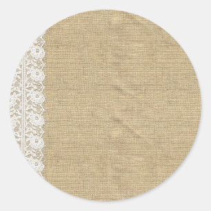Shabby Chic Vintage Spitzen und rustikale Naturbur Runder Aufkleber