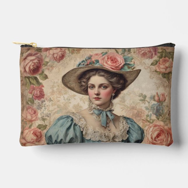 Shabby Chic Vintage Victorian Woman Zubehörtasche (Vorderseite)
