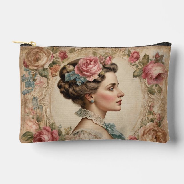 Shabby Chic Vintage Victorian Woman Zubehörtasche (Vorderseite)