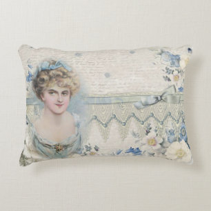 Shabby Chic Vintage Viktorianische Dame mit Blume Dekokissen