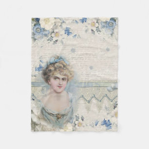 Shabby Chic Vintage Viktorianische Dame mit Blume Fleecedecke