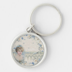 Shabby Chic Vintage viktorianische Dame mit Blumen Schlüsselanhänger