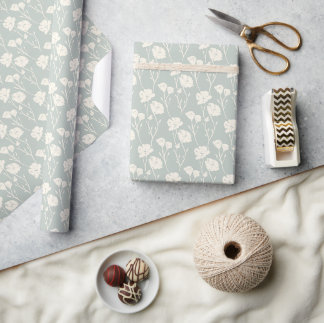 Shabby Chic Vintage Wildflowers - Sage Green Geschenkpapier