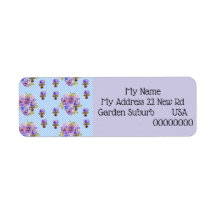 Shabby Chic Viola Blume Rücksendeadressen-Aufklebe