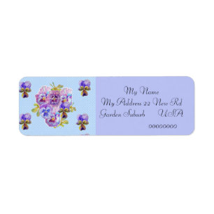 Shabby Chic Viola Blume Rücksendeadressen-Aufklebe