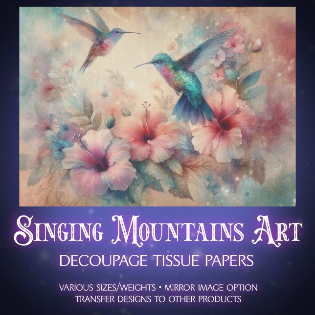 Shabby Chic Watercolor Hummingbirds Decoupage Seidenpapier (Von Creator hochgeladen)