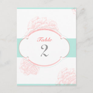 Shabby Chic Wedding Tischnummer Postkarte
