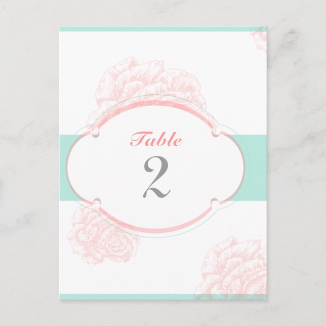 Shabby Chic Wedding Tischnummer Postkarte (Vorderseite)