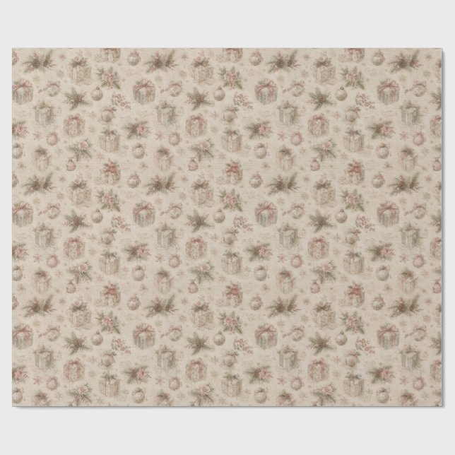 Shabby-Chic-Weihnachtspapier  Geschenkpapier (Flach)