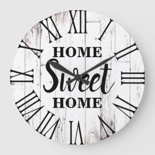 Shabby Chic Weiß Holz Rustikal Landhaus Stil Große Wanduhr