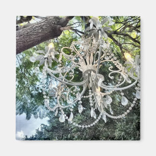 Shabby Chic-weißer Kristallleuchter Magnet