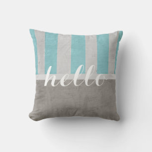 Shabby Chic werfen Kissen grau und aquamarin mit h
