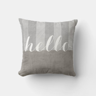 Shabby Chic werfen Kissen grau und weiß mit hallo