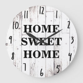 Shabby Chic White Wood Rustic Bauernhof Küche Große Wanduhr