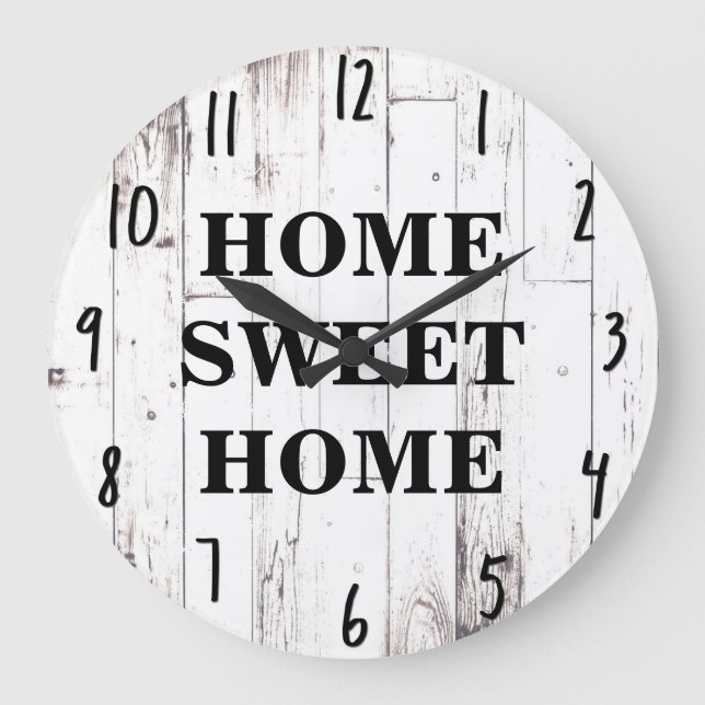 Shabby Chic White Wood Rustic Bauernhof Küche Große Wanduhr (Vorderseite)