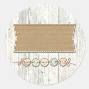 Shabby Chic Wimpel auf rustikaler weißer bemalter  Runder Aufkleber