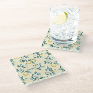Shabby Chic Zitronen Blumen Serie Design #10 Glasuntersetzer