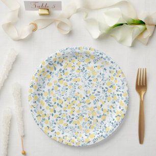 Shabby Chic Zitronen-Blumen-Serie Design #4 Pappteller
