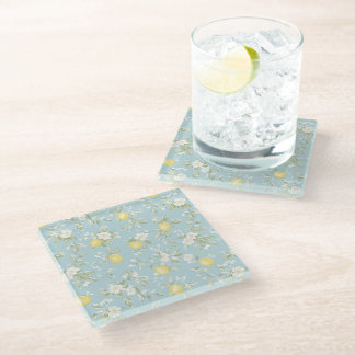 Shabby Chic Zitronen Blumen Serie Design #5 Glasuntersetzer