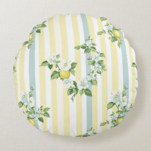 Shabby Chic Zitronen Blumenreihe Design #11 Rundes Kissen