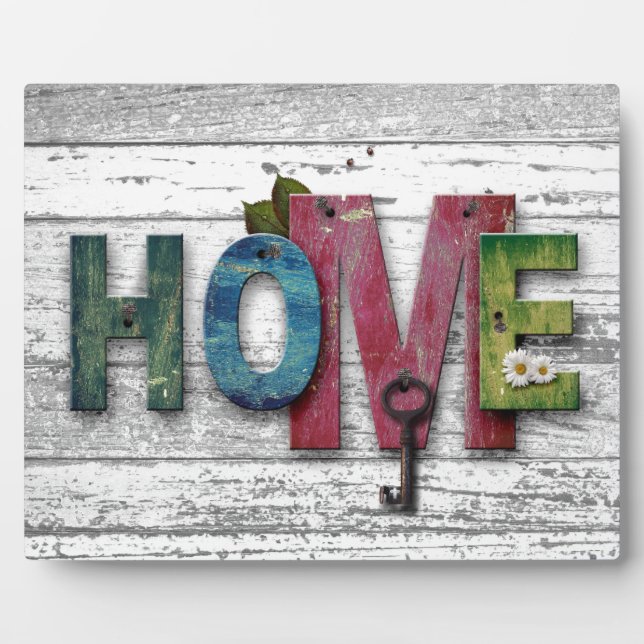 Shabby Chic Zuhause Wörter auf Holz Fotoplatte (Vorderseite)