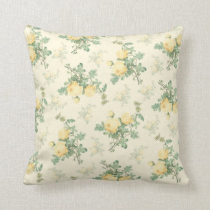 Shabby Chicdekor Blumenthrowkissen-Gelb-Rose Kissen