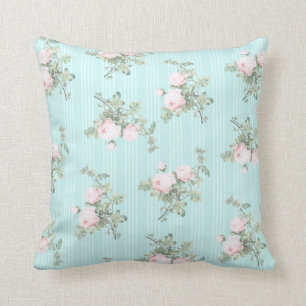 Shabby Chicdekor Blumenthrowkissen-Rosaminze Kissen