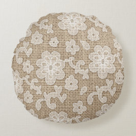 Shabby Chicleinwand und rundes Kissen der Spitzes